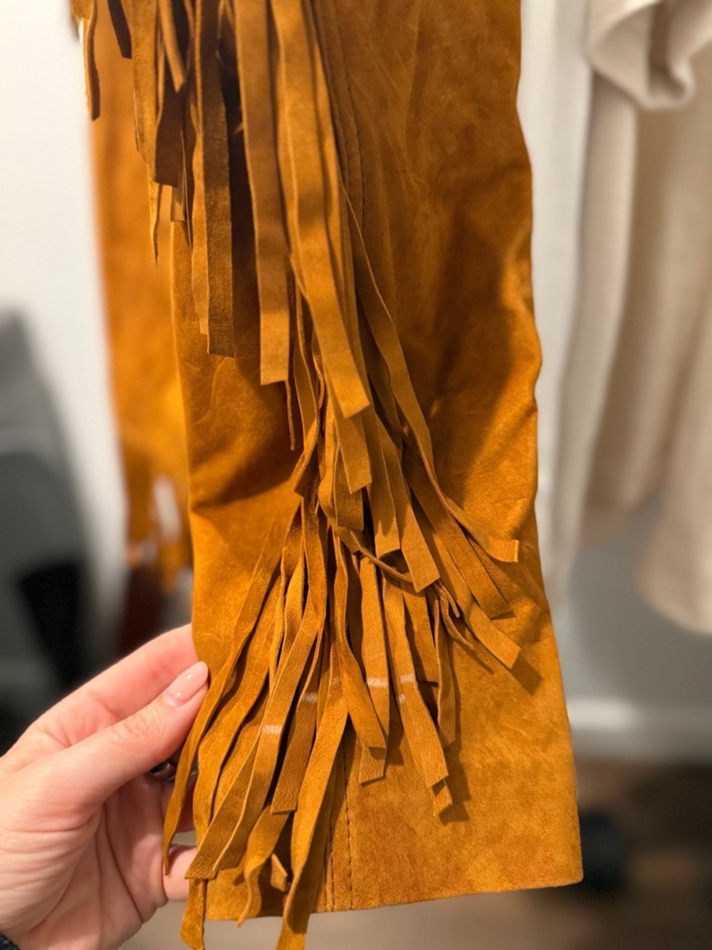 Fringe Suede Jacket in Cognac Brown - Women's Outerwear - Picture 11 of 14